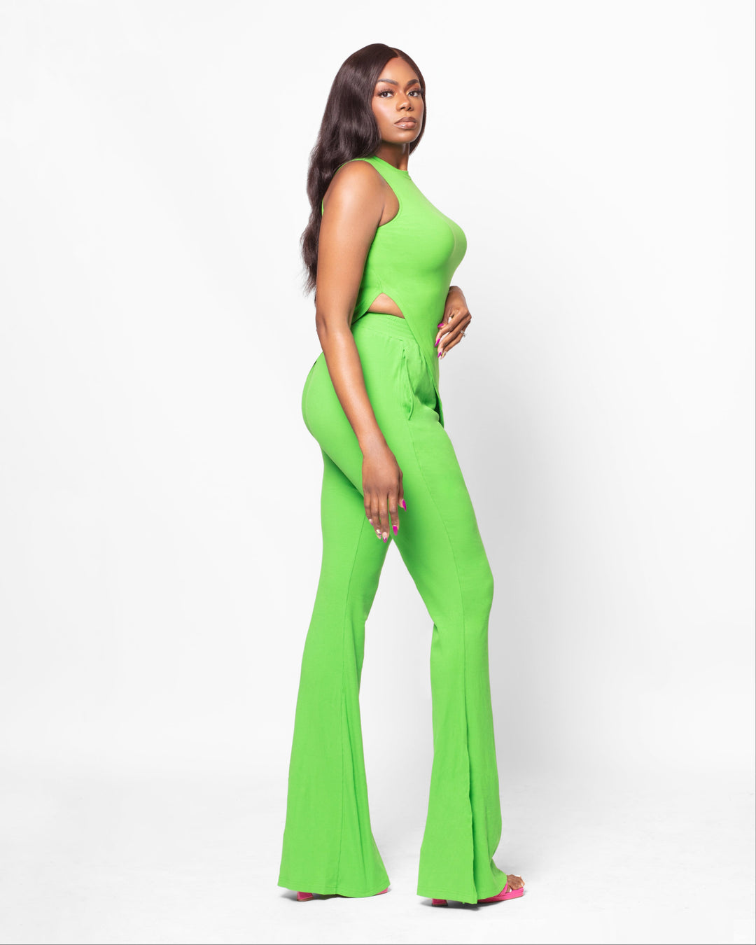 Green Tall Ribbed Knit Two-Piece Set