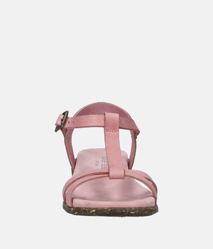 Josef Seibel Pretty Pink T-Strap Leather Sandals