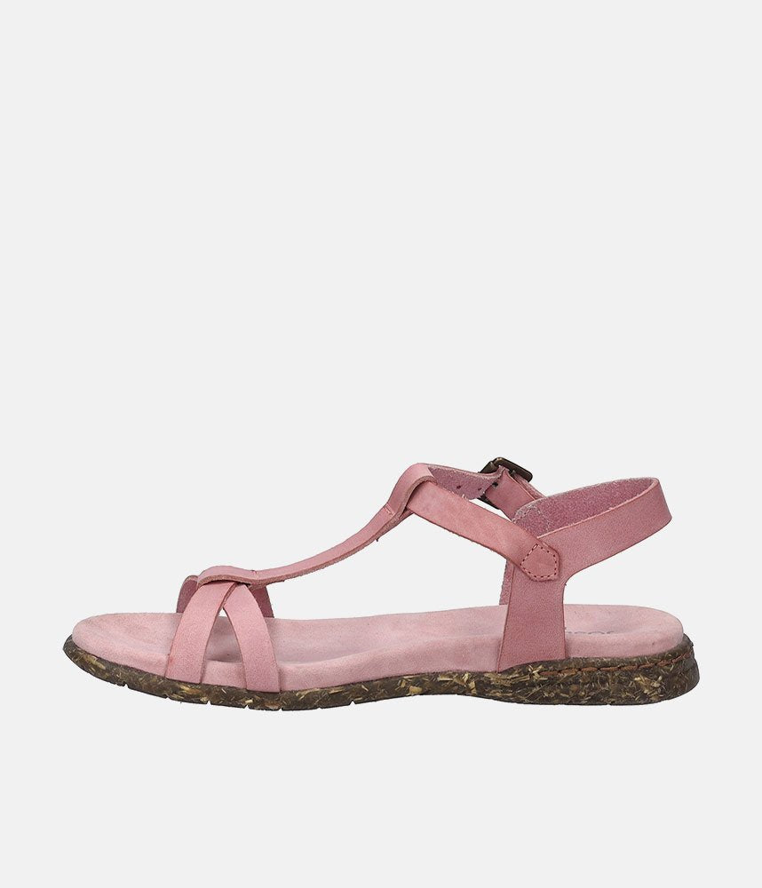 Josef Seibel Pretty Pink T-Strap Leather Sandals