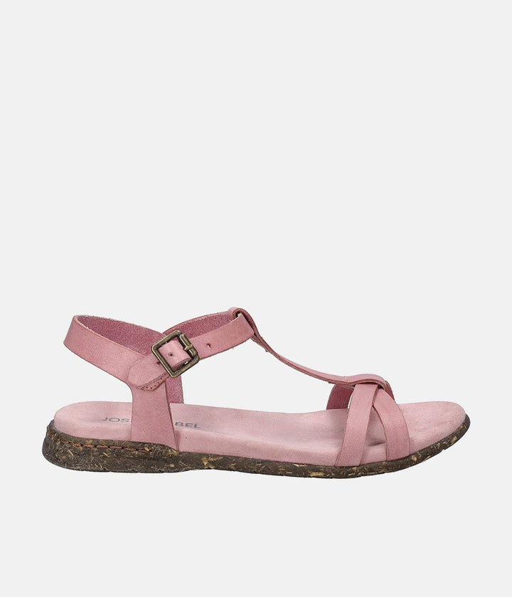 Josef Seibel Pretty Pink T-Strap Leather Sandals