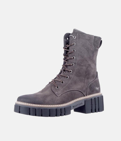 Mustang Dark Grey Platform Ankle Boots