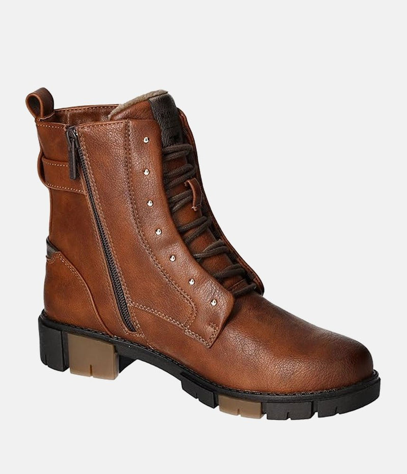 Mustang Versatile & Stylish Cognac Combi Ankle Boots