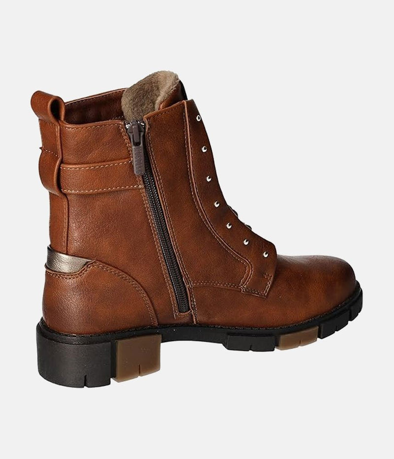 Mustang Versatile & Stylish Cognac Combi Ankle Boots