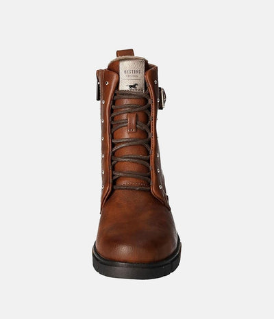 Mustang Versatile & Stylish Cognac Combi Ankle Boots