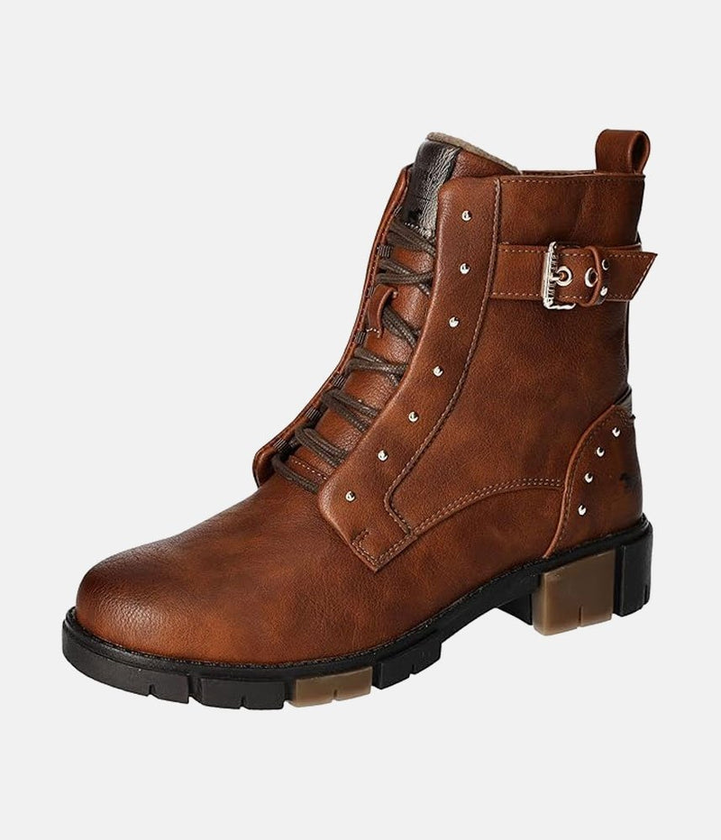 Mustang Versatile & Stylish Cognac Combi Ankle Boots