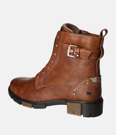 Mustang Versatile & Stylish Cognac Combi Ankle Boots