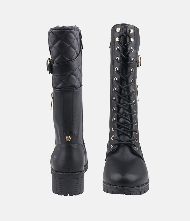 Mustang Stunning Quilted Black Midi Biker Boots