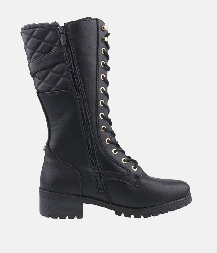 Mustang Stunning Quilted Black Midi Biker Boots