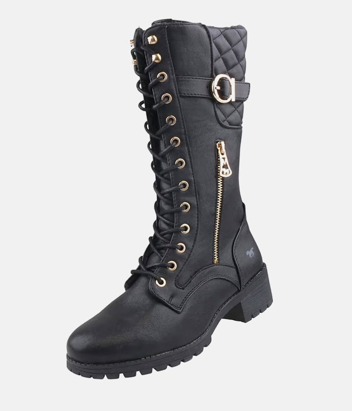 Mustang Stunning Quilted Black Midi Biker Boots