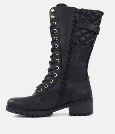 Mustang Stunning Quilted Black Midi Biker Boots