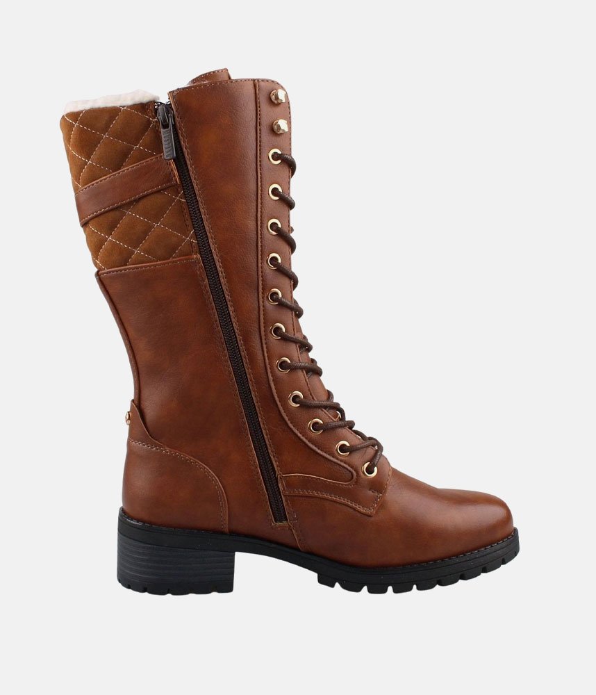 Mustang Stunning Quilted Brown Midi Biker Boots