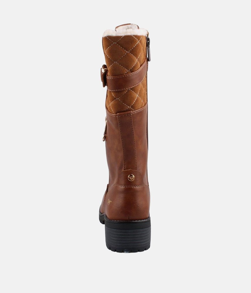 Mustang Stunning Quilted Brown Midi Biker Boots 9 Uk 43 EU 11 US