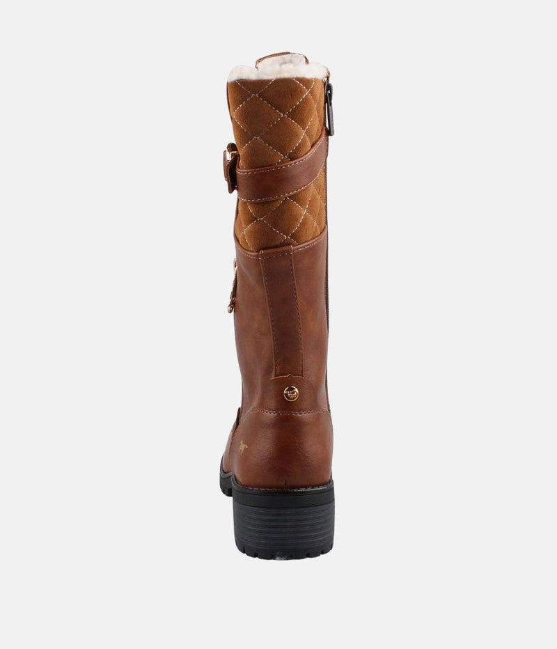 Mustang Stunning Quilted Brown Midi Biker Boots