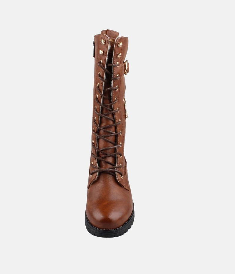 Mustang Stunning Quilted Brown Midi Biker Boots