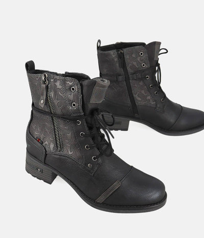 Mustang Versatile Black Lace Up Ankle Boots