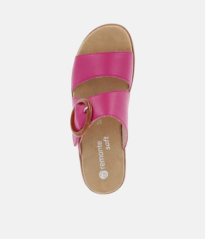 Remonte Fab Slip On Pink Leather Sandals