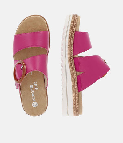 Remonte Fab Slip On Pink Leather Sandals