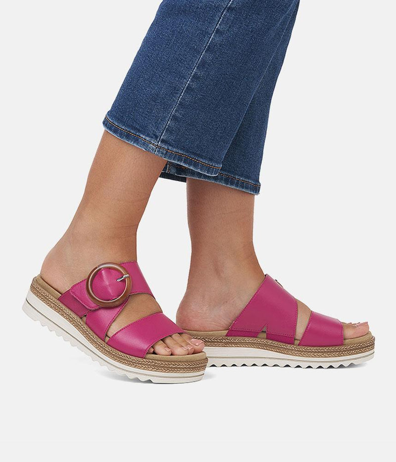 Remonte Fab Slip On Pink Leather Sandals