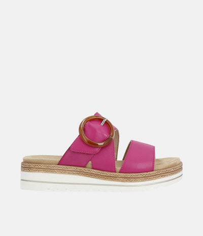 Remonte Fab Slip On Pink Leather Sandals