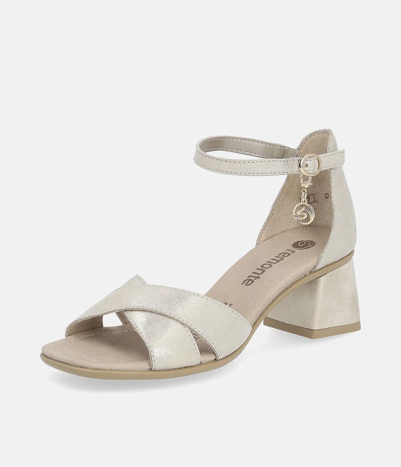 Remonte Chic Gold Block Heel Sandals