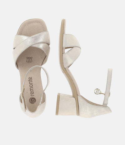 Remonte Chic Gold Block Heel Sandals