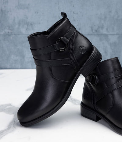 Remonte Classic Black Leather Ankle Boots