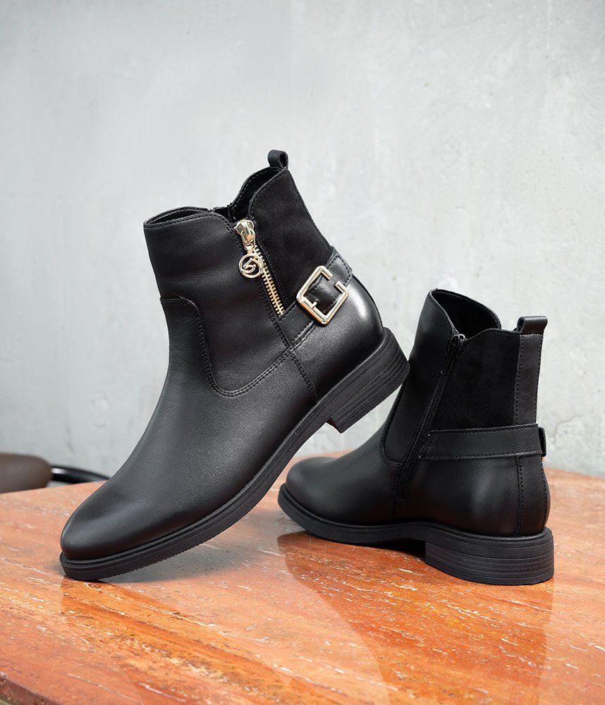 Remonte Versatile Black Leather Ankle Boots