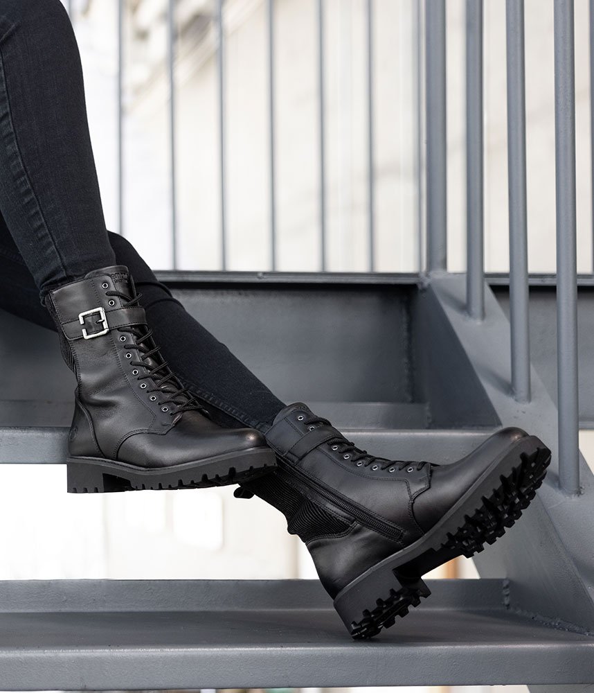 Remonte Fashionable Tall Black Lace Up Ankle Boots