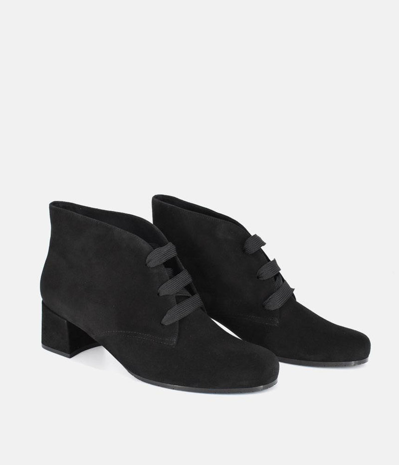 Semler Chic Black Suede Curvy Ankle Boots