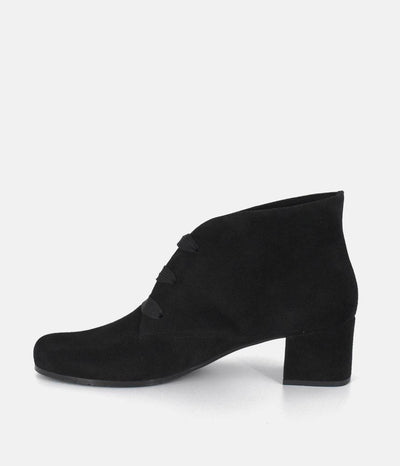 Semler Chic Black Suede Curvy Ankle Boots