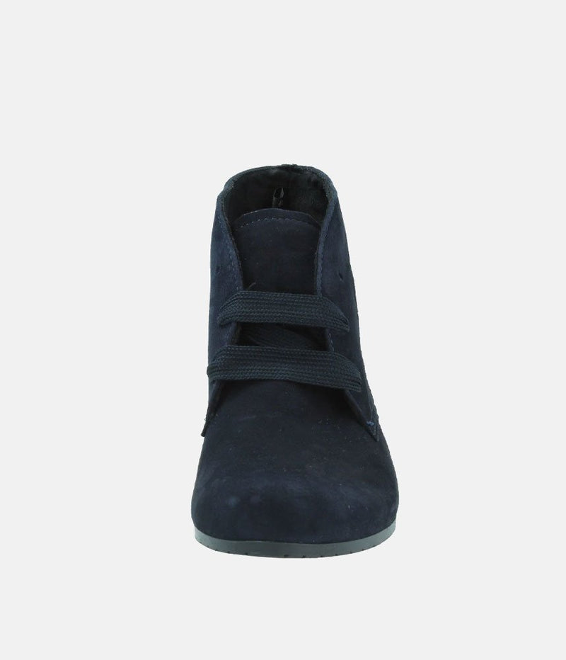 Semler Chic Midnight Blue Suede Curvy Ankle Boots