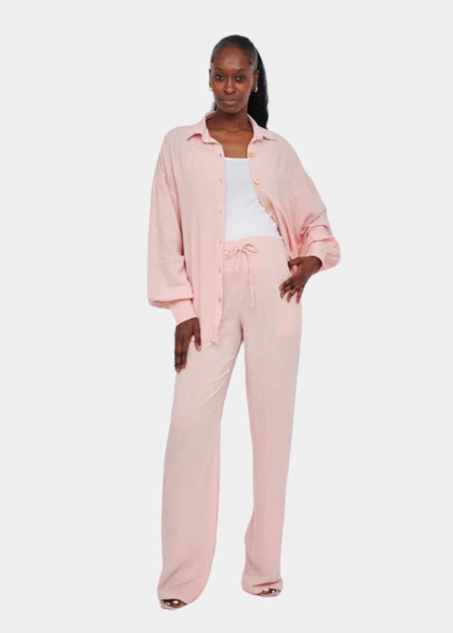 Leilani Tall Maternity Linen Trouser in Blush Pink (Trousers Only)