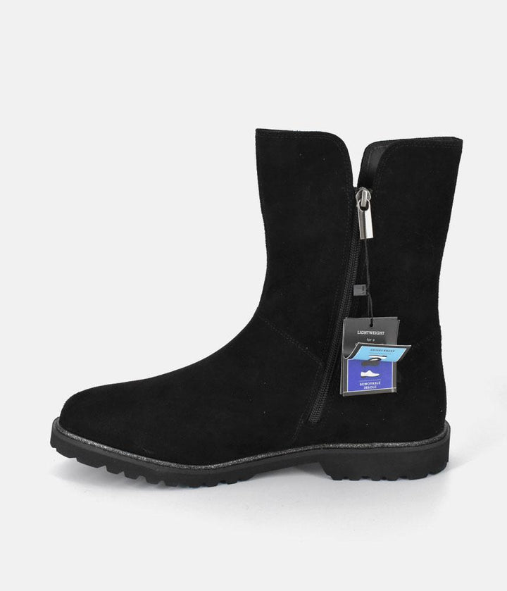 Sioux Premium Black Suede Midi Ankle Boots