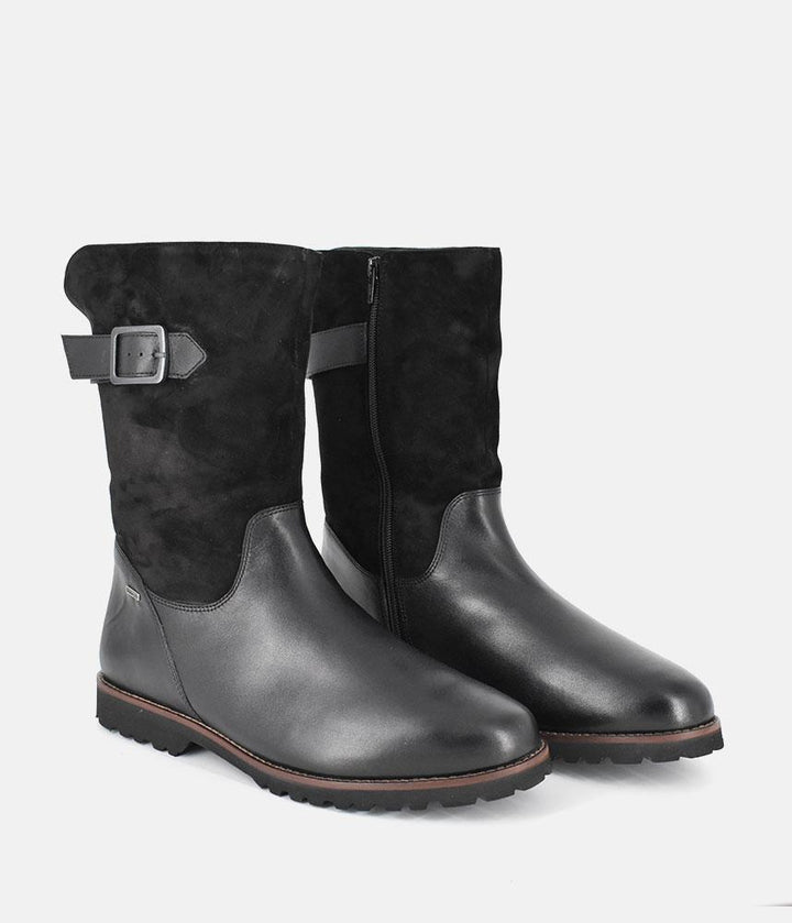 Sioux Premium Cozy Black Combi Midi Ankle Boots