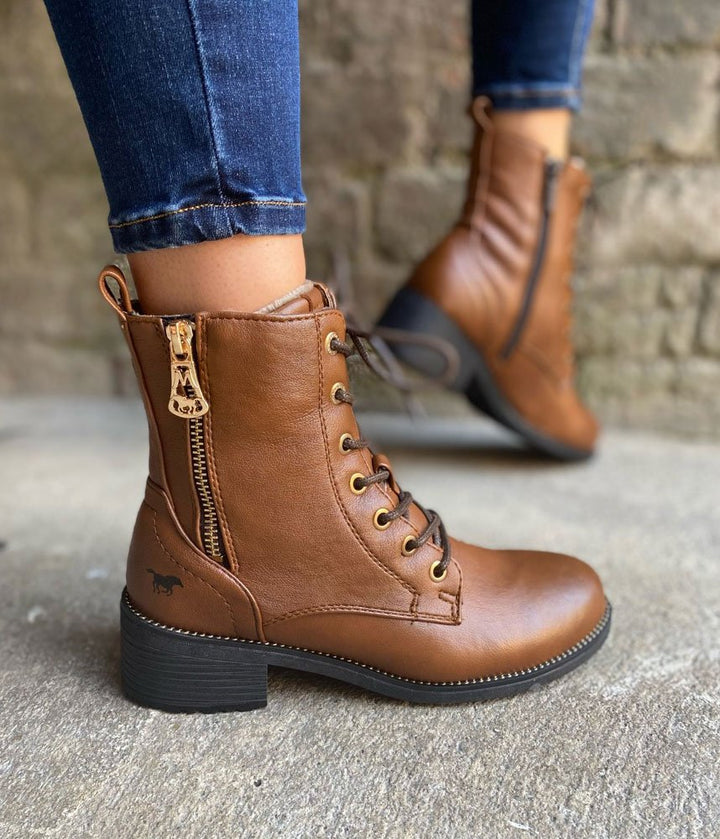 Mustang Stylish Cognac Ankle Boots