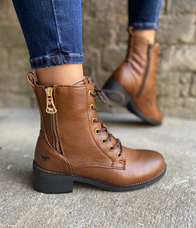 Mustang Stylish Cognac Ankle Boots