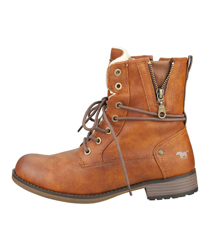 Mustang Casual Cozy Lined Cognac Ankle Boots