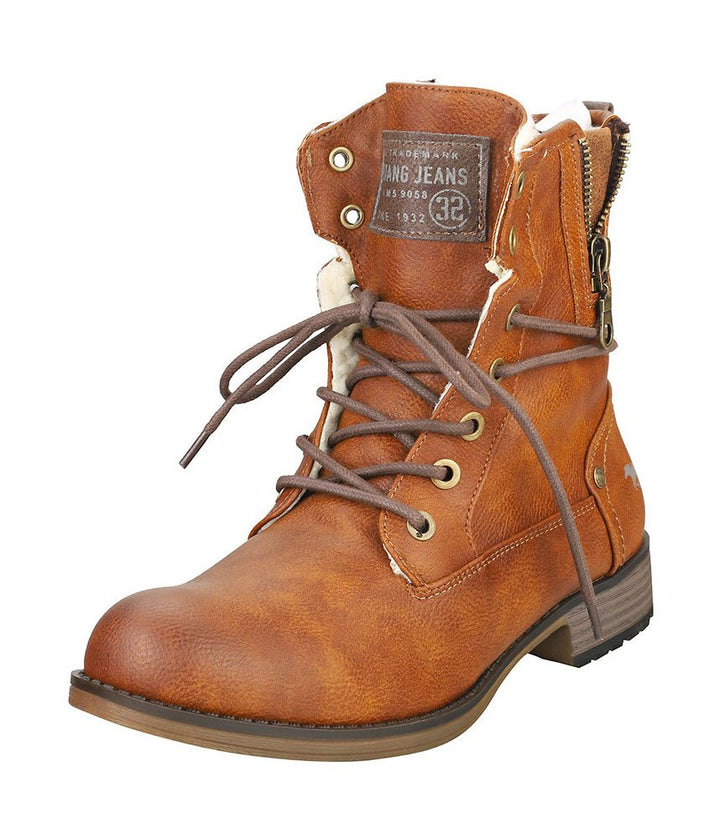 Mustang Casual Cozy Lined Cognac Ankle Boots