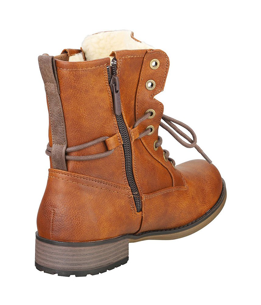 Mustang Casual Cozy Lined Cognac Ankle Boots