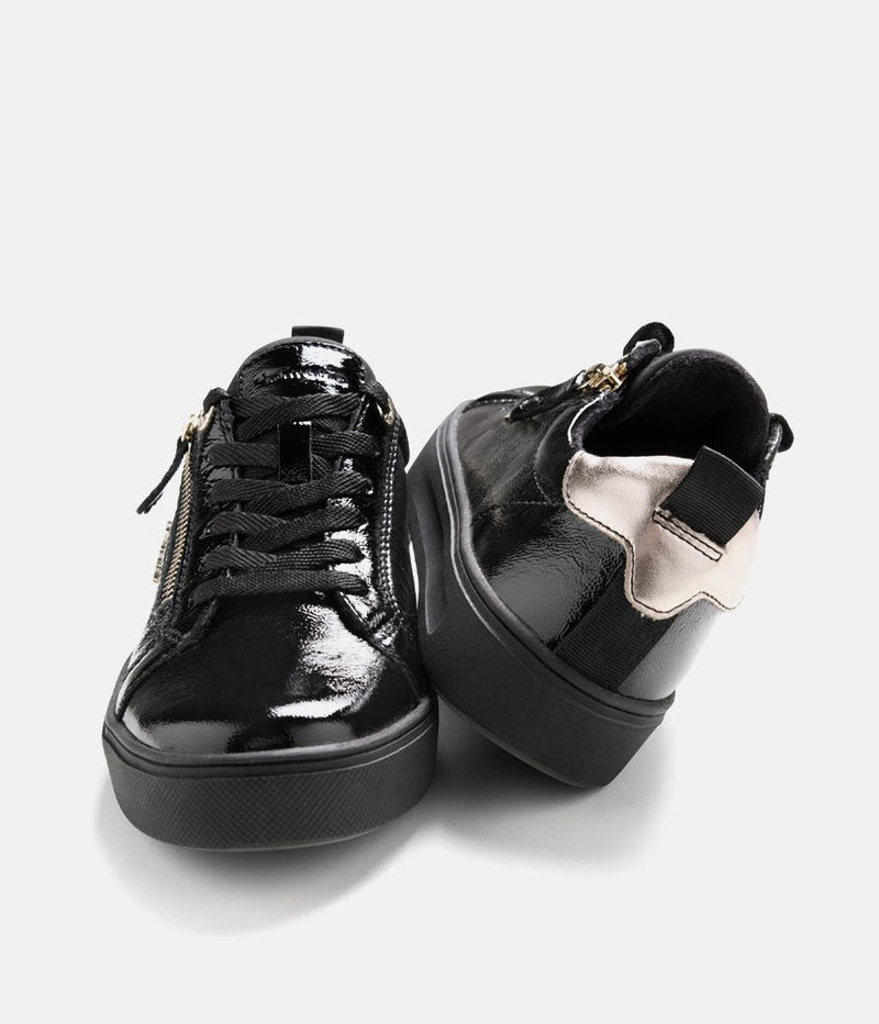 Tamaris Comfortable Black Patent Trainers