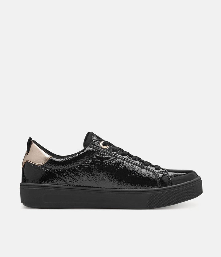 Tamaris Comfortable Black Patent Trainers