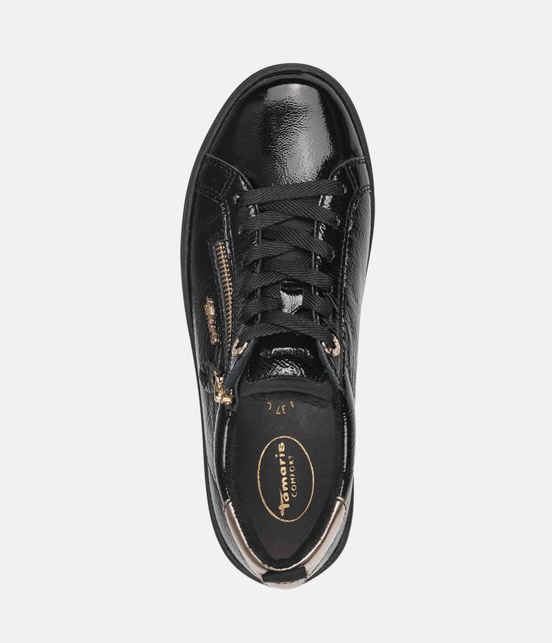 Tamaris Comfortable Black Patent Trainers