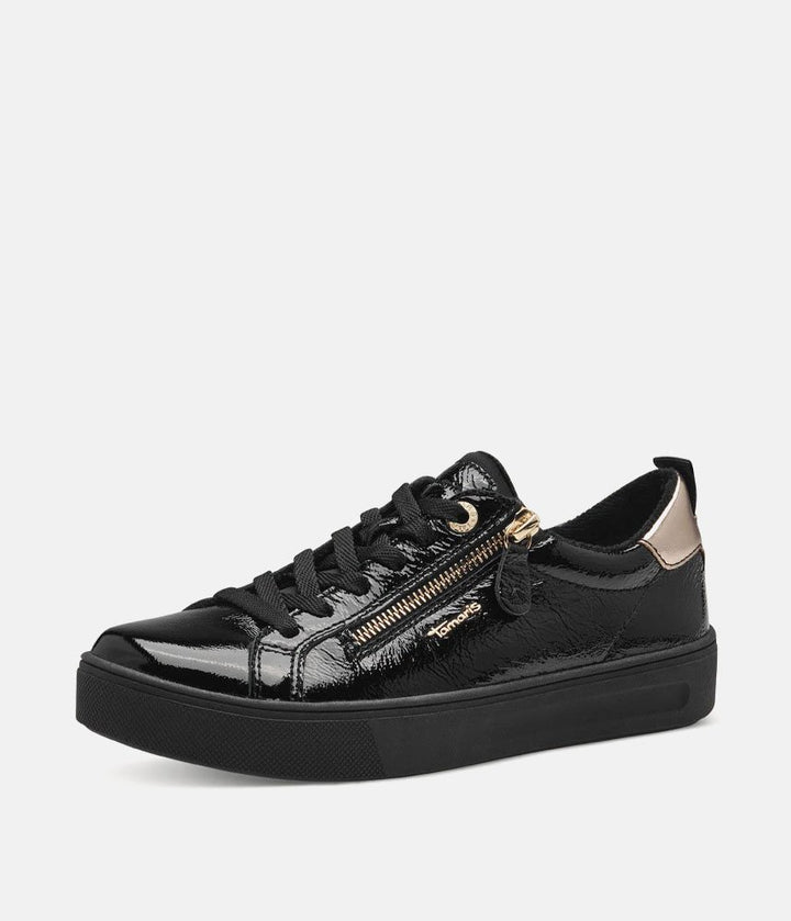 Tamaris Comfortable Black Patent Trainers