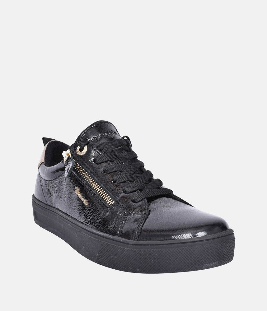 Tamaris Comfortable Black Patent Trainers