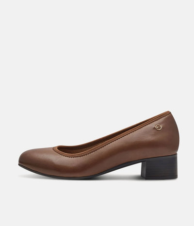 Tamaris Versatile Brown Leather Wide Fit Court Shoes