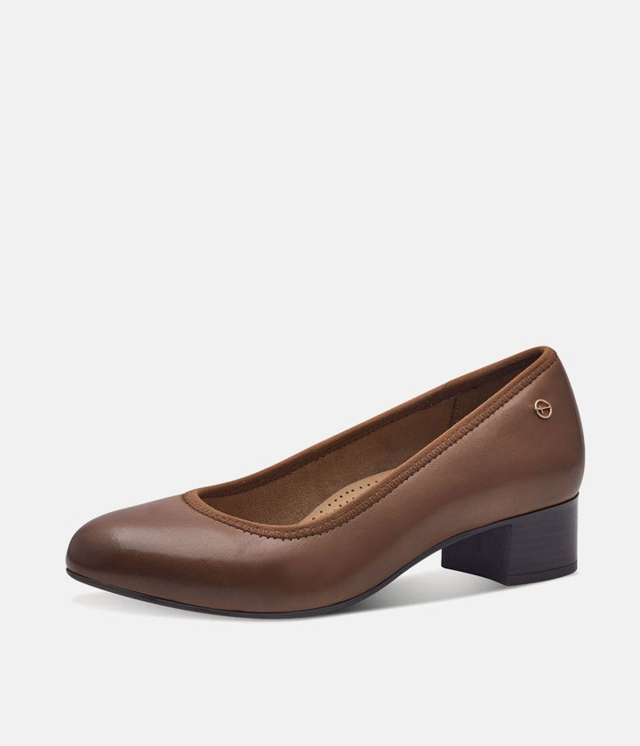 Tamaris Versatile Brown Leather Wide Fit Court Shoes