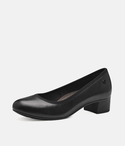 Tamaris Versatile Black Leather Wide Fit Court Shoes