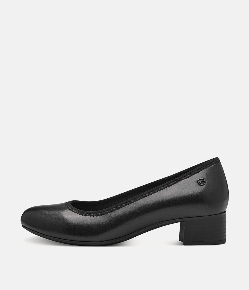 Tamaris Versatile Black Leather Wide Fit Court Shoes