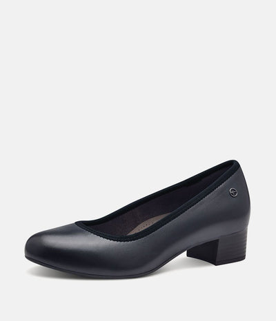 Tamaris Versatile Navy Leather Wide Fit Court Shoes