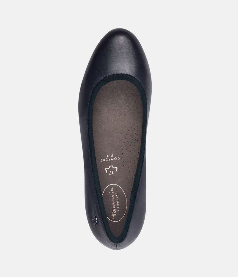 Tamaris Versatile Navy Leather Wide Fit Court Shoes